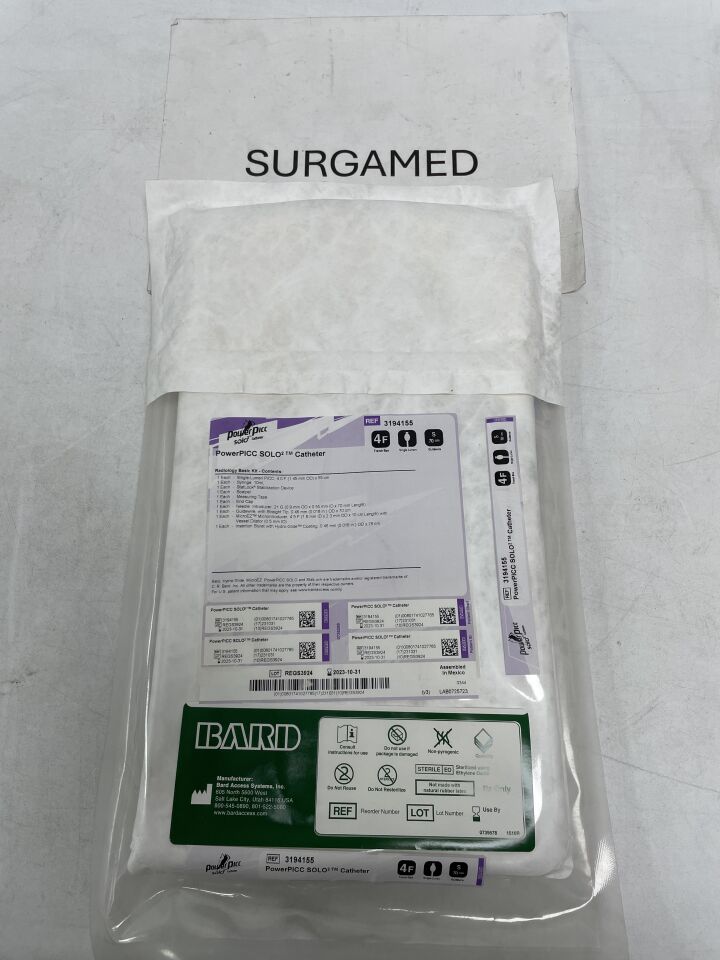 3194155 - BARD - PowerPICC SOLO 2 Catheter - Radiology Basic Kit - Single-Lumen - 4Fr x 55cm, (EA)