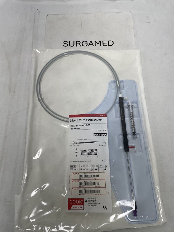 G43833 - COOK - Zilver 635 Vascular Self-Expanding Stent - 8mm x 80mm x 125cm, (EA)