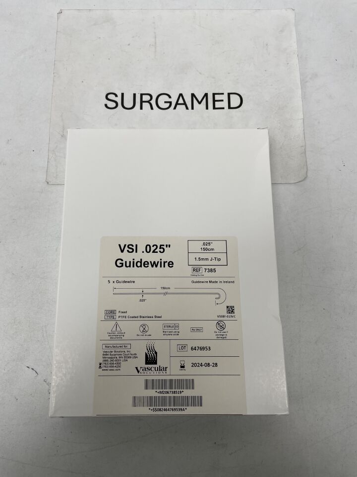 7385 - TELEFLEX - Vascular Solutions VSI Guidewire - 1.5mm J-Tip, .025" x 150cm, (BX/5)