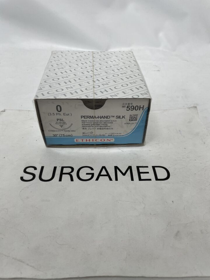 590H - ETHICON - Perma-Hand Non-Absorbable Braided Silk Suture, Size 0, 30 in. Length, PSL Needle, (BX/36)