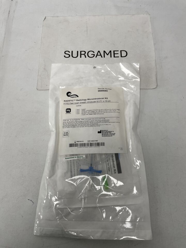 0669060 - BARD - RADSTIC Radiology Microintroducer Kit PTFE Peel-Apart Sheath Introducer - 6Fr x 10cm, (EA)