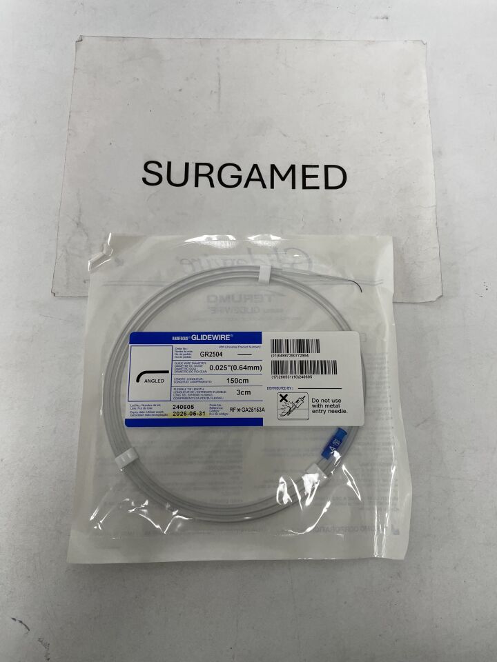 GR2504 - TERUMO - Radifocus Glidewire - Angled - .025" x 150cm x 3cm, (EA)