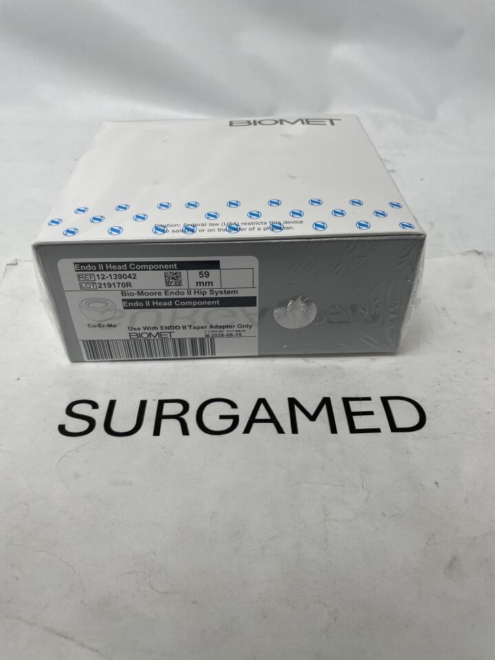 12-139042 - BIOMET - Bio-Moore Endo II Hip System Endo II Head Component - 59mm, (BX/1)