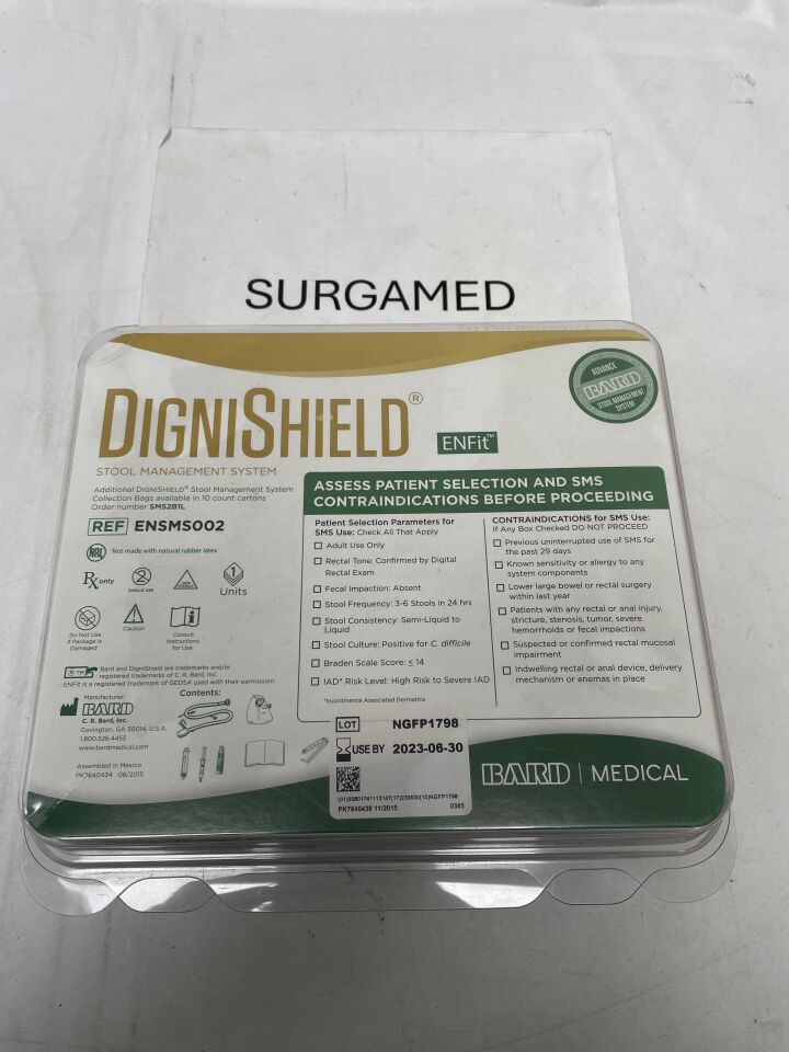 ENSMS002 - BARD - DigniShield Stool Management System with Med Delivery, ENFit, (EA)