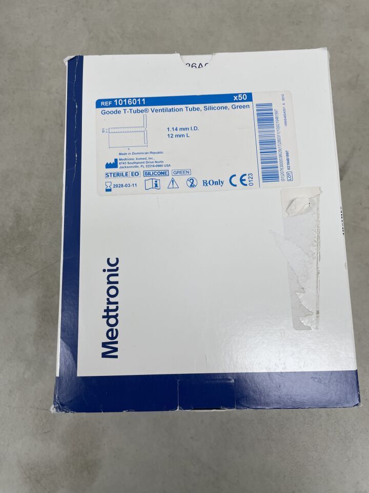 1016011 - MEDTRONIC - Goode T-Tube Lt Ventilation Tube, Silicone, Green 1.14Mm, (BX/50)