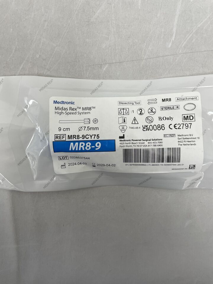 MR8-9CY75 - MEDTRONIC - Midas Rex Mr8 Cylinder Fluted Dissecting Tool, 5 Dia. X 7.9 Mm Head Length, 9 Cm Shaft Length, (EA)