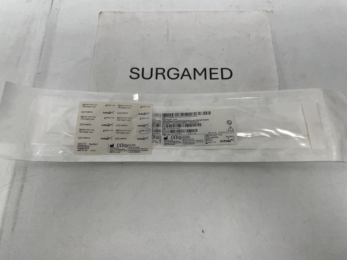 AR-7237-17LN - ARTHREX - FiberTape, 2 mm with Braided Polyblend Suture Blue with Straight Needle, (EA)