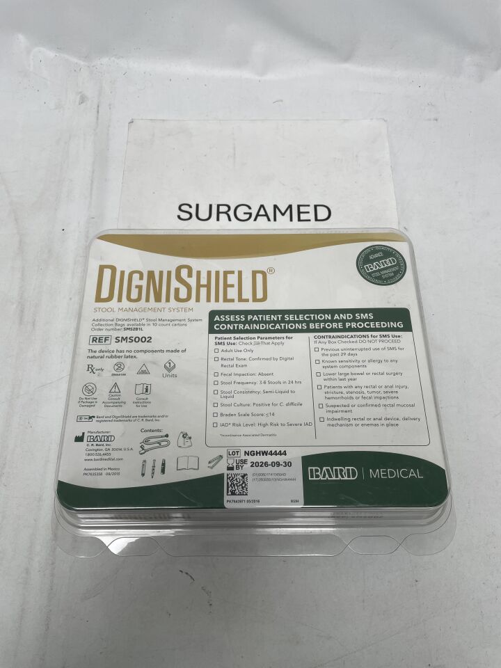 SMS002 - BARD - DigniShield Stool Management System with Med Delivery, (EA)