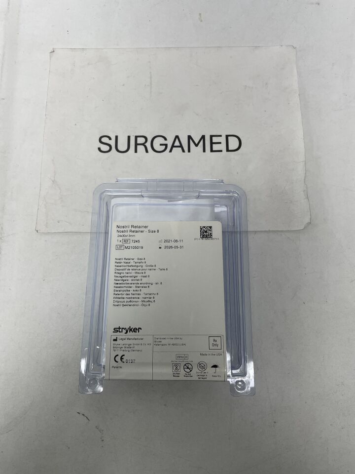 7245 - STRYKER - Nostril Retainer, Symmetric Straight Wings, 24mm x 30mm x 13mm, Size 8, (EA)