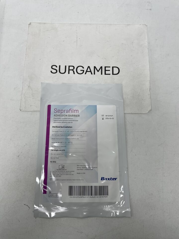 4301-02 - BAXTER - Genzyme Seprafilm Adhesion Barrier: 5" x 6", (EA)