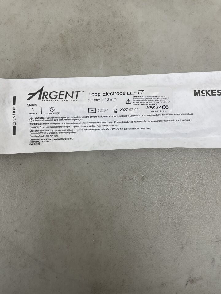 466 - MCKESSON MEDICAL - Argent Surgical LEEP/LLETZ Electrode Argent Tungsten Wire, Loop Tip, 20 x 10mm, (EA)