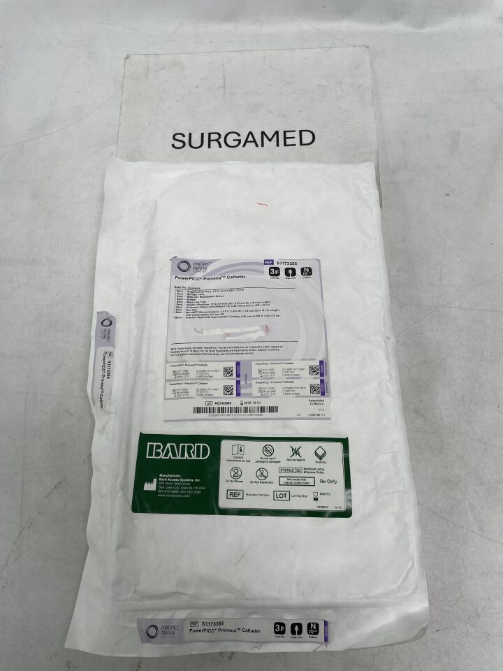 S3173355 - BARD - PowerPICC Provena Catheter - Interventional Radiology Kit - Single-Lumen - 3Fr x 55cm, (EA)