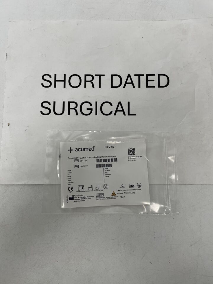 30-0237 - ACUMED - Locking Hexalobe Screw - 3.5 x 18mm, (EA)