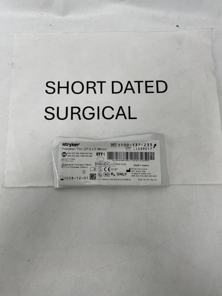 5100-137-233 - STRYKER - Short Tapered Reciprocating Blade, Short, (EA)