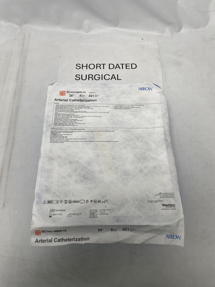 SAC-00820-1A - TELEFLEX - Arrow Arterial Catherterization - 20G x 8cm, (EA)