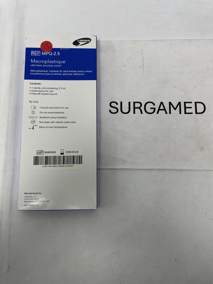 MPQ-2.5 - LABORIE - Cogentix Macroplastique Urethral Bulking Agent 2.5ml, (BX/1)