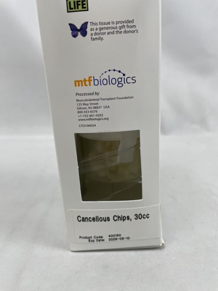 400150 - MTF BIOLOGICS - Cancellous Chips, 30cc, (BX/1)