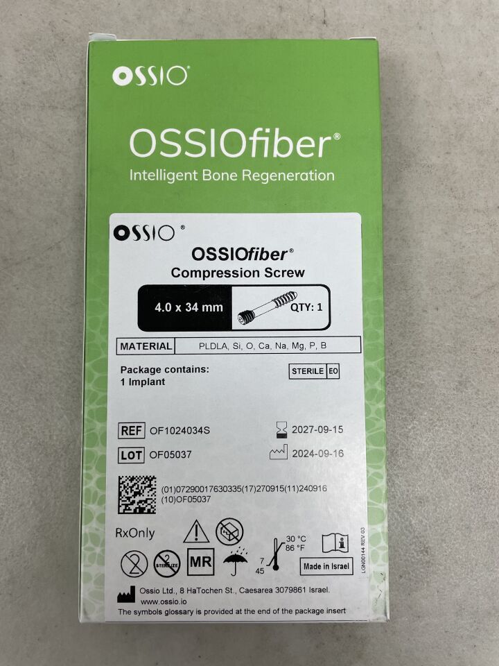 OF1024034S - OSSIO - OSSIOfiber Compression Screw, 4.0 x 34mm, (BX/1)