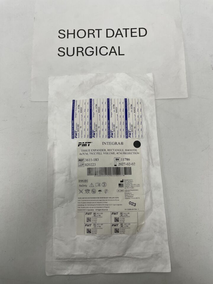 3611-183 - PMT - Integra Tissue Expander, Rectangle, Smooth - 4 x 7cm, 75cc, (EA)
