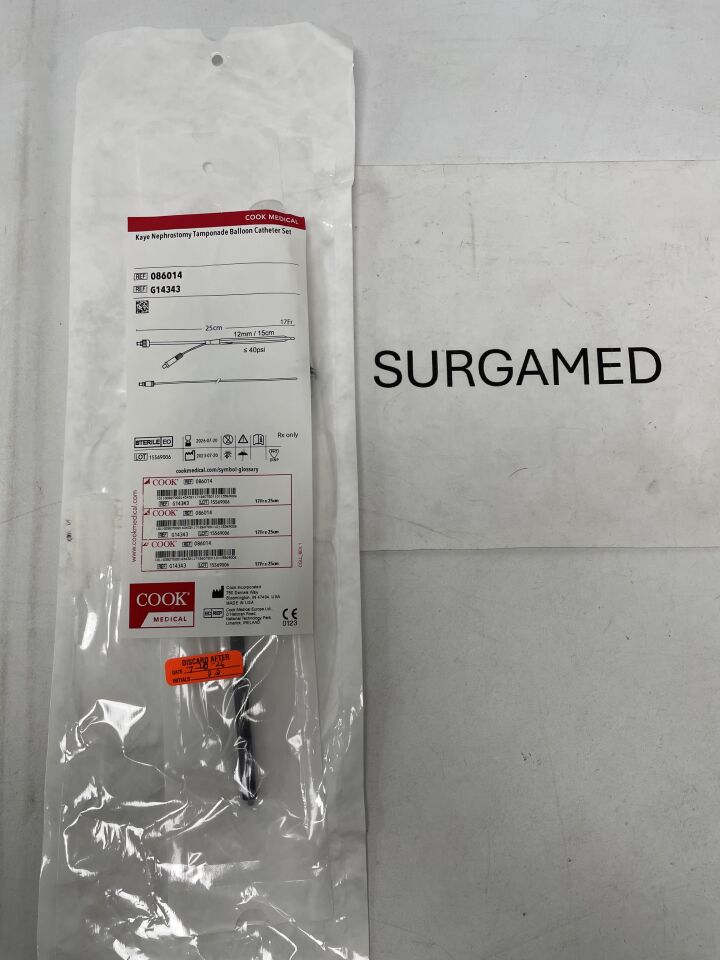 G14343 - COOK - Kaye Nephrostomy Tamponade Balloon Catheter 14F x 25cm, (EA)
