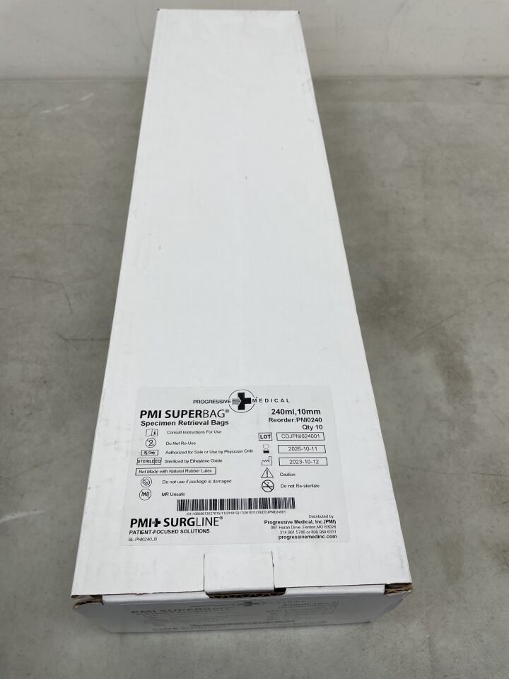 PNI0240 - PROGRESSIVE MEDICAL - PMI SUPERBAG Nylon Specimen Retrieval Bag w/Introducer, Medium 10mm/240ml, (BX/10)