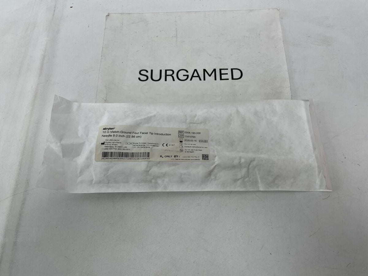 0306-190-000 - STRYKER - 10G Four Facet Tip Match-Ground Introduction Needle, 9", (EA)