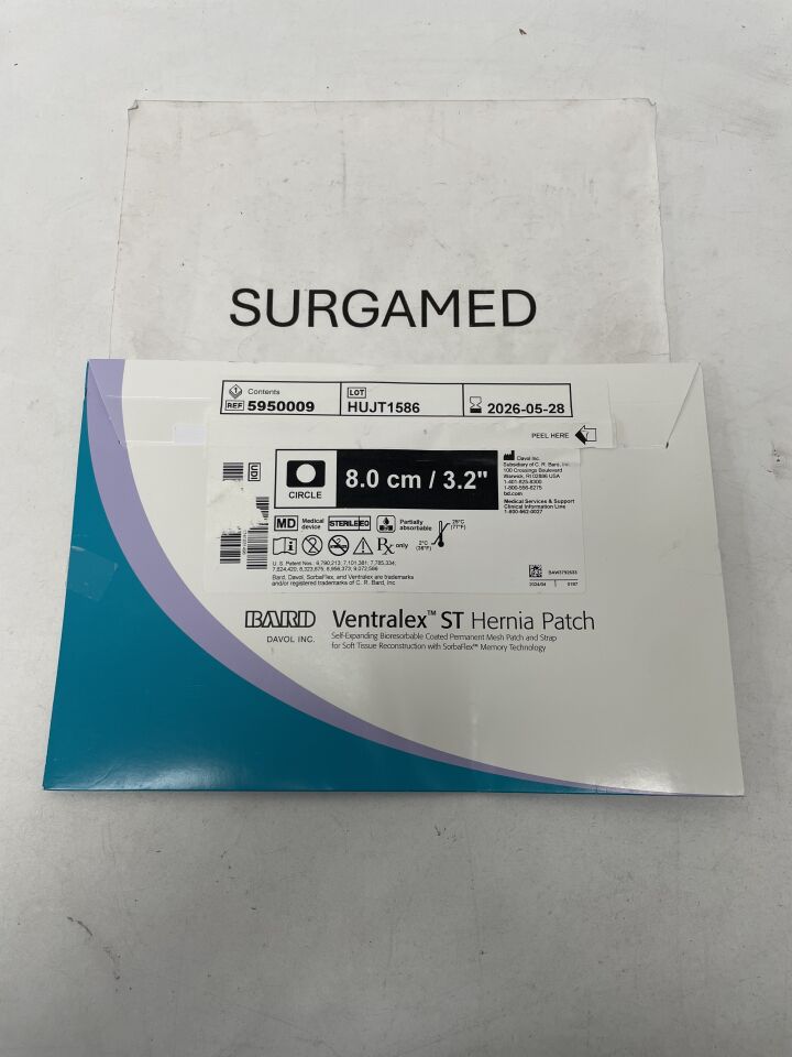 5950009 - BARD - Mesh Ventralex ST Hernia Patch, Large Circle w/Strap 8.0cm, (BX/1)