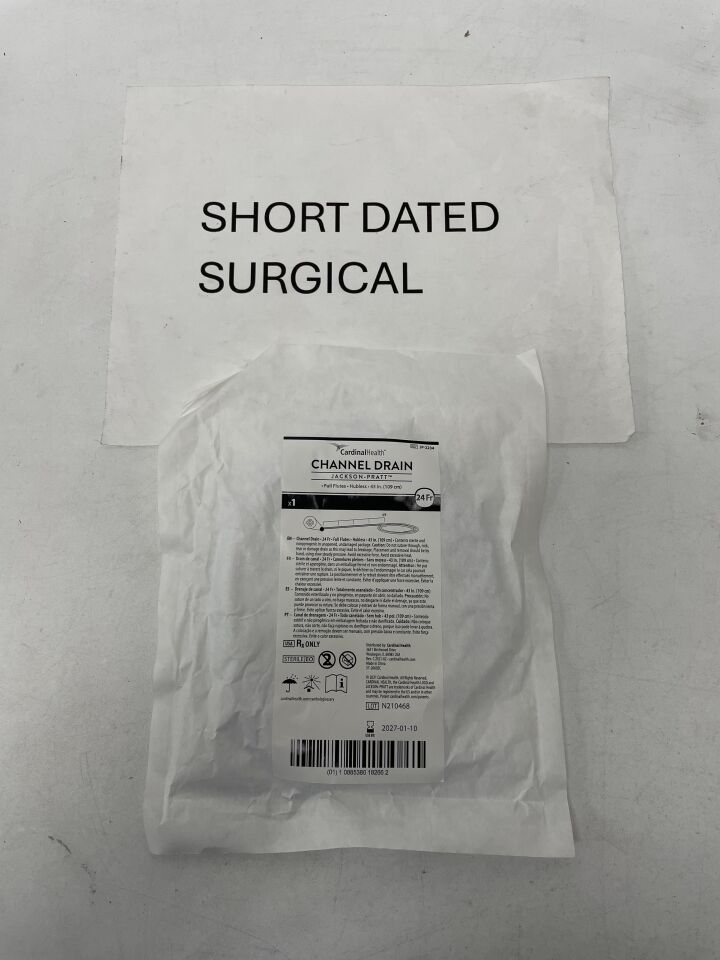 JP-2234 - CARDINAL HEALTH - Jackson-Pratt 24F Silicone Round Drain Hubless, 30cm Channel (43" Total Length), (EA)