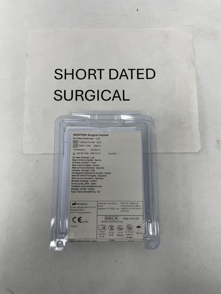 8331 - STRYKER - Medpor Surgical Implant, Ear Base Left Extended 59mm x 30mm, (EA)