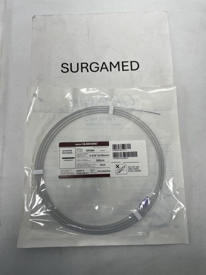 GR3504 - TERUMO - Radifocus Glidewire - Straight - .035" x 260cm x 3cm, (EA)