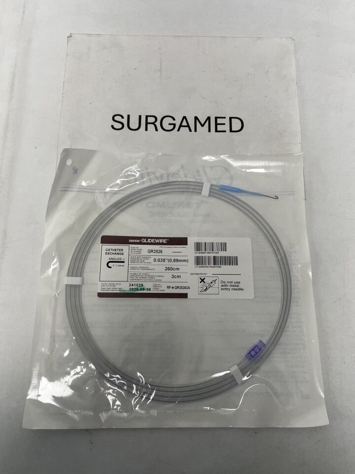 GR3526 - TERUMO - Radifocus Glidewire - Angled J - .035" x 260cm x 3cm, (EA)