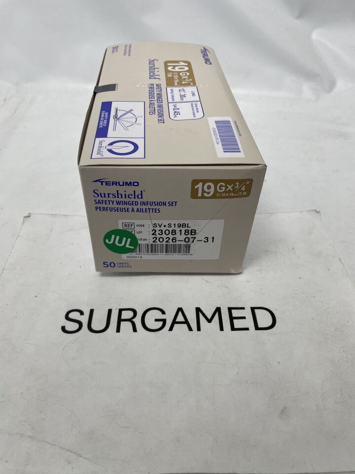SV*S19BL - TERUMO - Surshield Safety Winged Infusion Set, 19G X 3/4in, (BX/50)