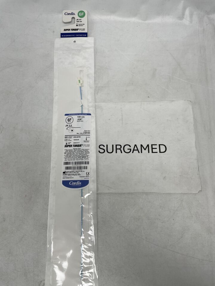 533-619 - CORDIS - Super Torque Plus Diagnostic Catheter - JR 3.5 - 6Fr x .038" x 100cm (L), ()