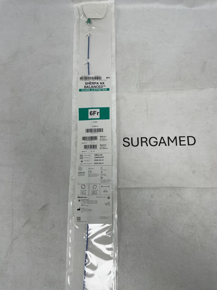 SB6JL40 - MEDTRONIC - Sherpa NX Balanced Guiding Catheter - JL 4.0 - 6Fr x .070"-.082" x 100cm (L), (EA)