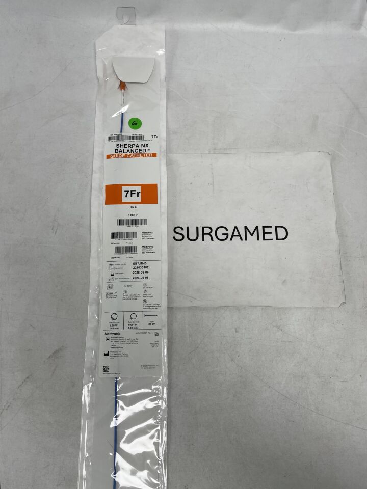 SB7JR40 - MEDTRONIC - Sherpa NX Balanced Guiding Catheter - JR4.0 - 7Fr x .080"-.094" x 100cm, (EA)