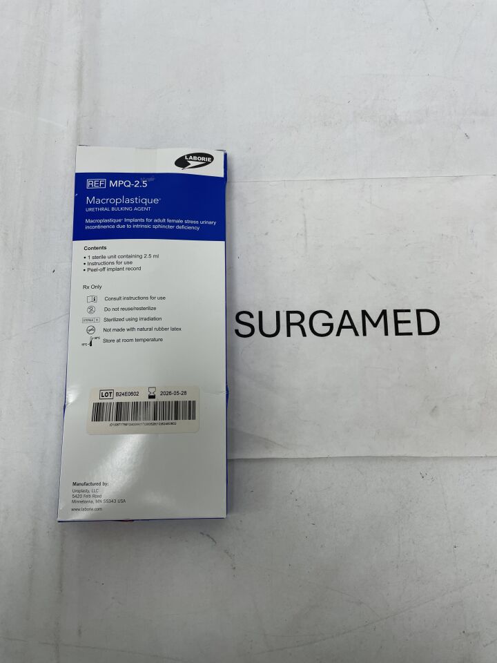 MPQ-2.5 - LABORIE - Cogentix Macroplastique Urethral Bulking Agent 2.5ml, (BX/1)
