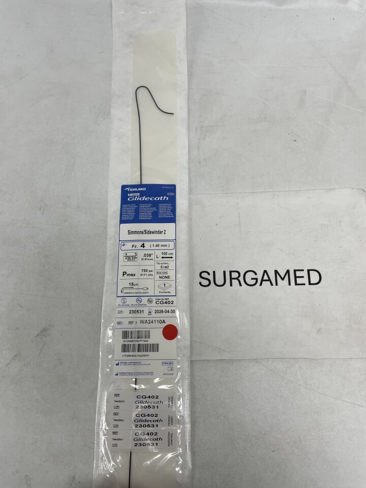 CG402 - TERUMO - Radifocus Glidecath Angiographic Catheter - Simmons/Sidewinder 2- 4Fr x .038" x 100cm (L), (EA)