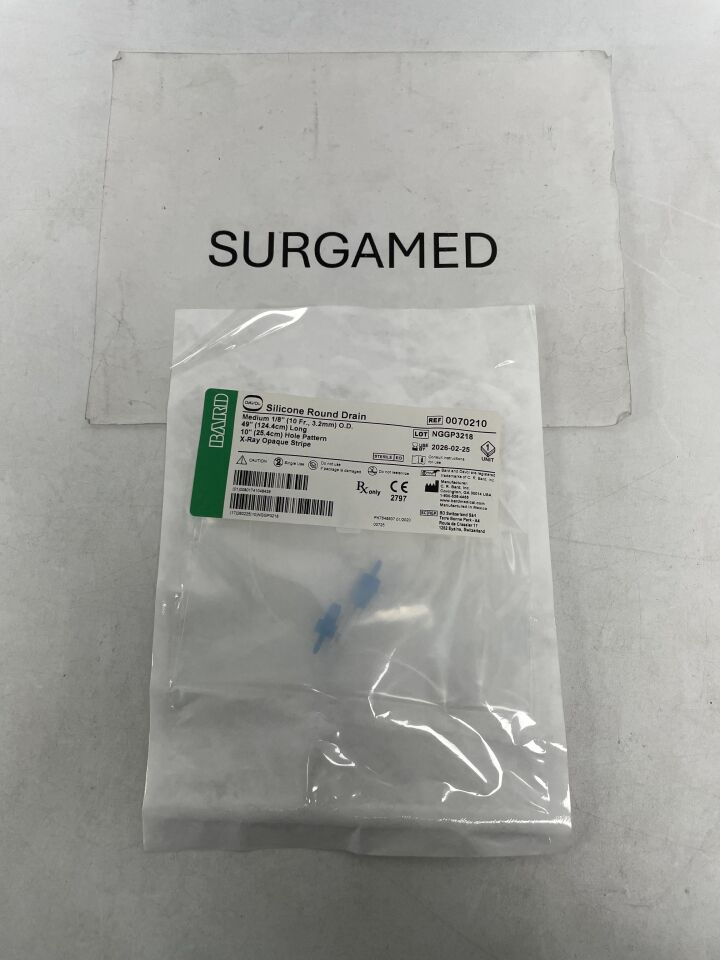 0070210 - BARD - Closed Wound Drainage (CWS) Tube, Round Silicone Drain, End Perforated, 1/8" - 10F, (EA)