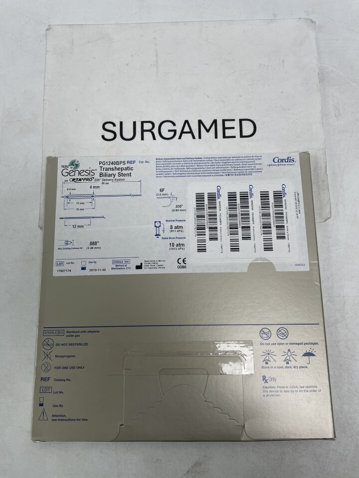 PG1240BPS - CORDIS - PALMAZ Genesis Transhepatic Balloon-Expandable Biliary Stent on OPTA PRO .035" OTW Delivery System - 4mm x 12mm x 80cm, (BX/1)