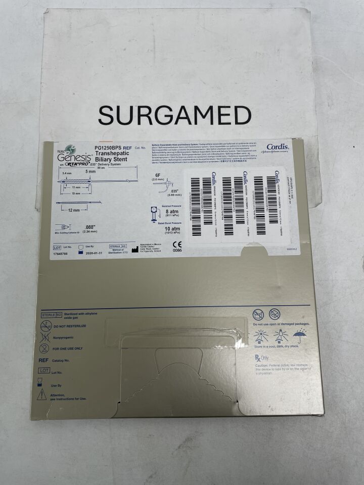 PG1250BPS - CORDIS - PALMAZ Genesis Transhepatic Balloon-Expandable Biliary Stent on OPTA PRO .035" OTW Delivery System - 5mm x 12mm x 80cm, (BX/1)