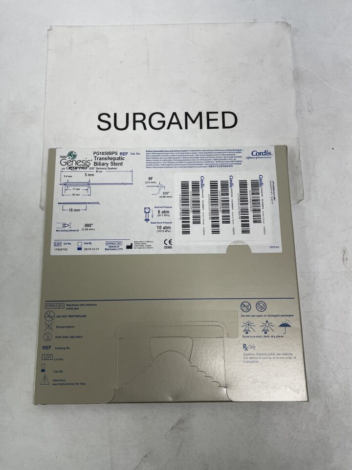 PG1850BPS - CORDIS - PALMAZ Genesis Transhepatic Balloon-Expandable Biliary Stent on OPTA PRO .035" OTW Delivery System - 5mm x 18mm x 80cm, (BX/1)