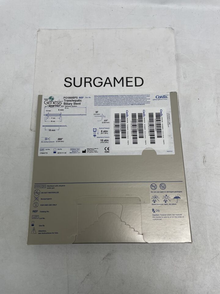 PG1860BPS - CORDIS - PALMAZ Genesis Transhepatic Balloon-Expandable Biliary Stent on OPTA PRO .035" Delivery System - 6mm x 18mm x 135cm, (BX/1)
