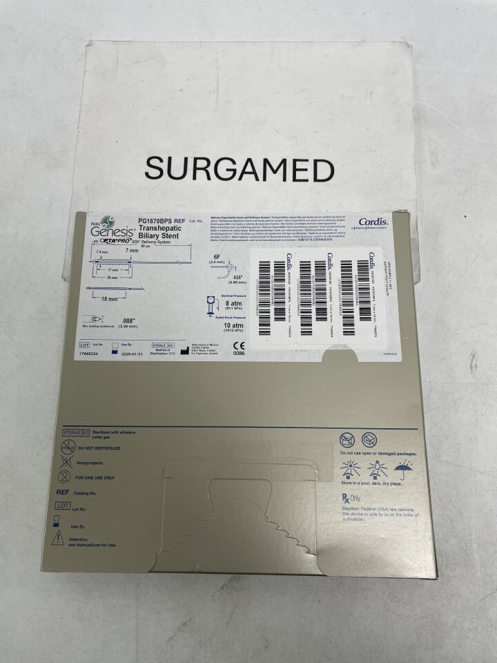 PG1870BPS - CORDIS - PALMAZ Genesis Transhepatic Balloon-Expandable Biliary Stent on OPTA PRO .035" OTW Delivery System - 7mm x 18mm x 80cm, (BX/1)