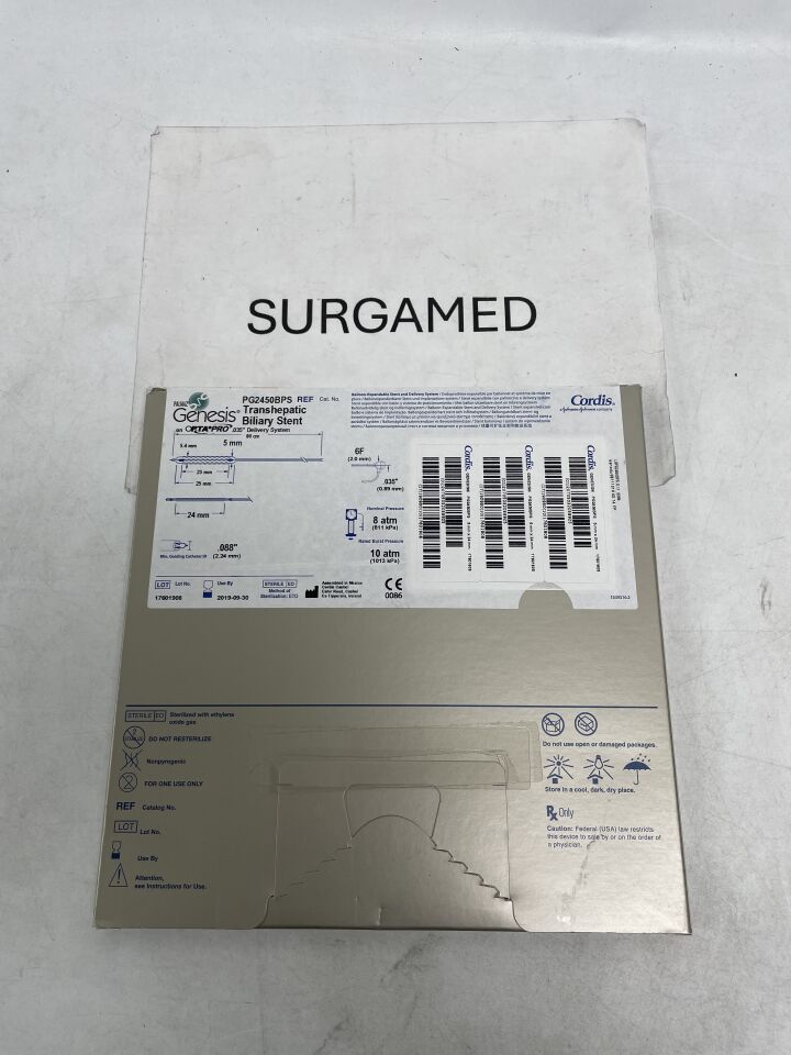 PG2450BPS - CORDIS - PALMAZ Genesis Transhepatic Balloon-Expandable Biliary Stent on OPTA PRO .035" OTW Delivery System - 5mm x 24mm x 80cm, (BX/1)
