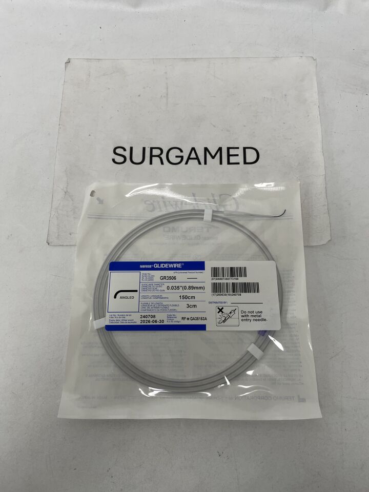 GR3506 - TERUMO - Radifocus Glidewire - Angled - .035" x 150cm x 3cm, (EA)