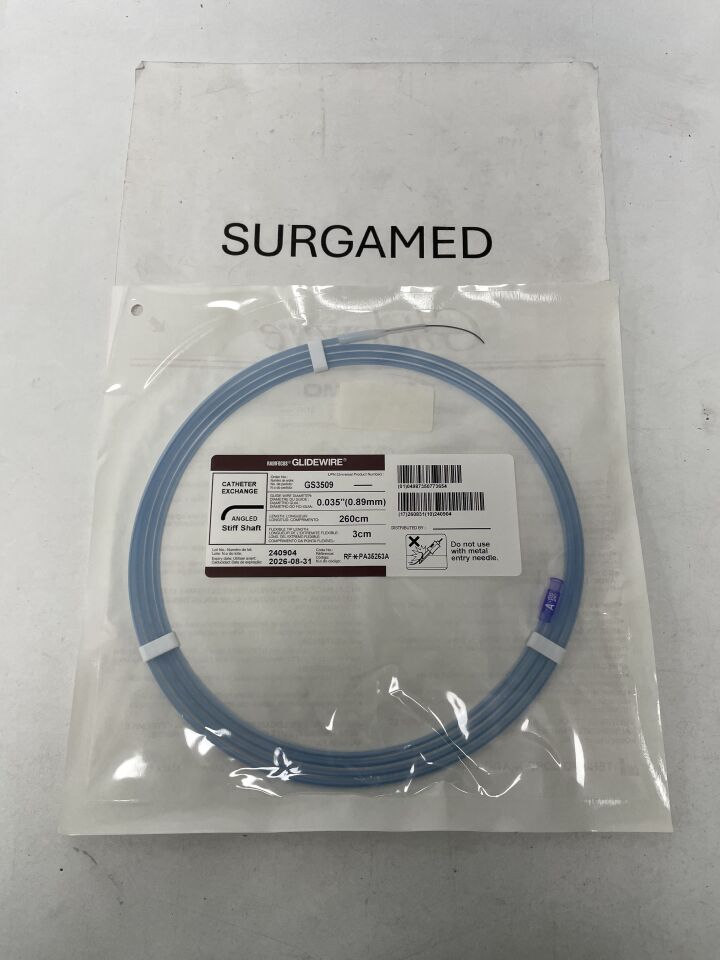 GS3509 - TERUMO - Radifocus Glidewire - Angled , Stiff Shaft - .035" x 260cm x 3cm, (EA)