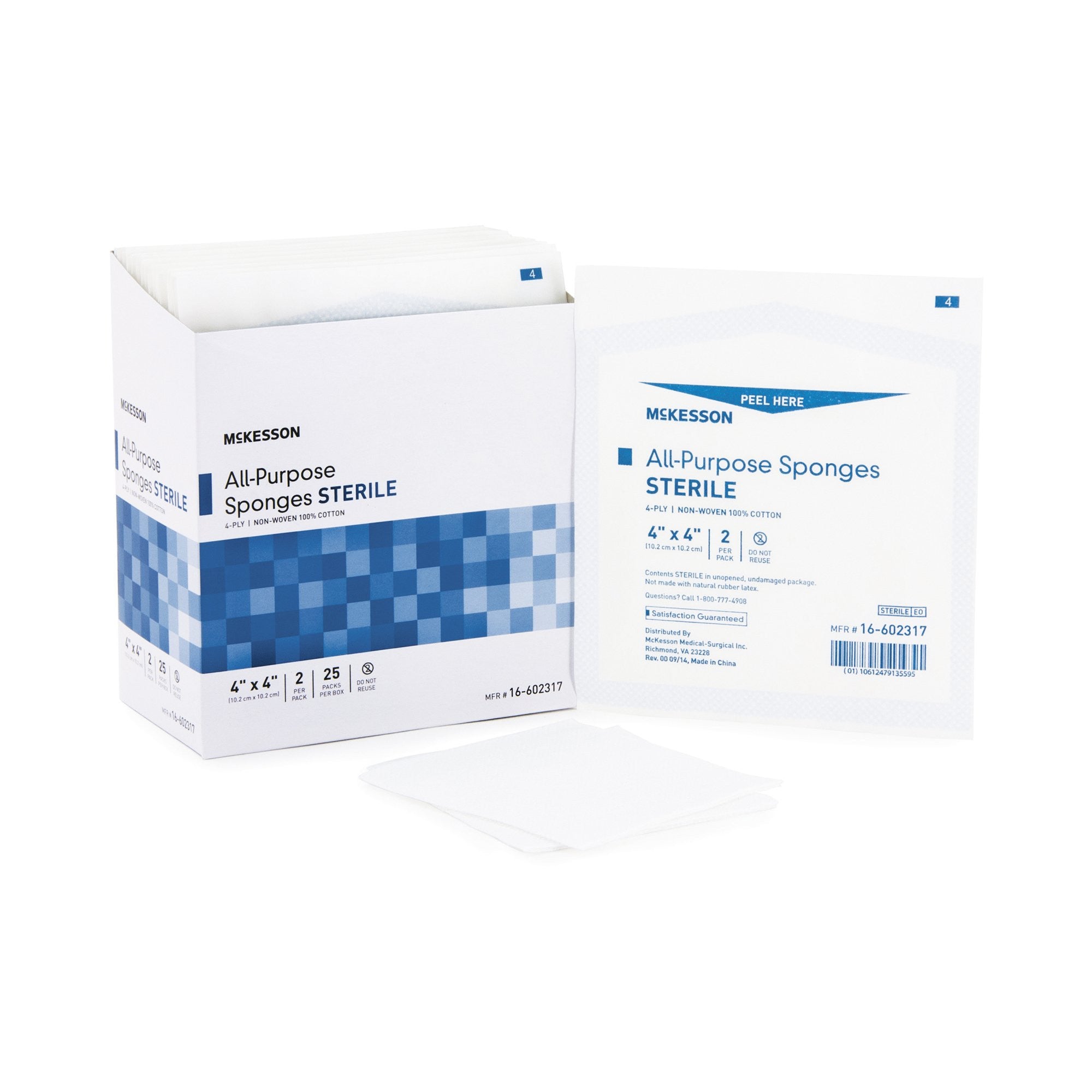 481054 - McKesson - McKesson Nonwoven Sponge 4 X 4 in 4-Ply Sterile , 16-602317, Case of 600, (CS)