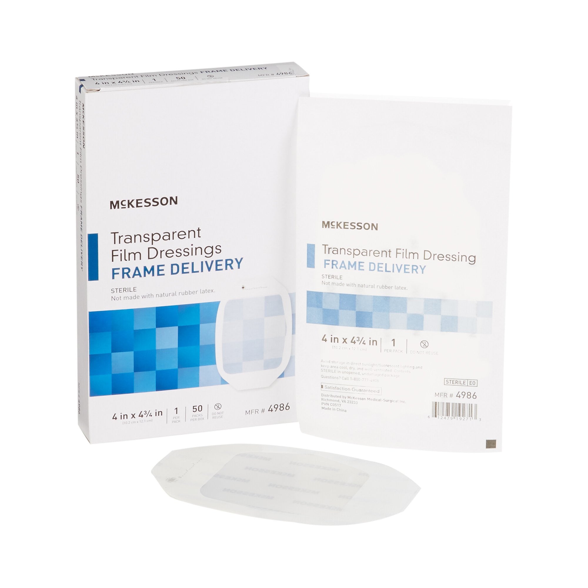 886409 - McKesson - McKesson Transparent Film Dressing 4 X 4-3/4 Inch Frame Style Delivery Octagon Sterile, 4986, Case of 200, (CS)