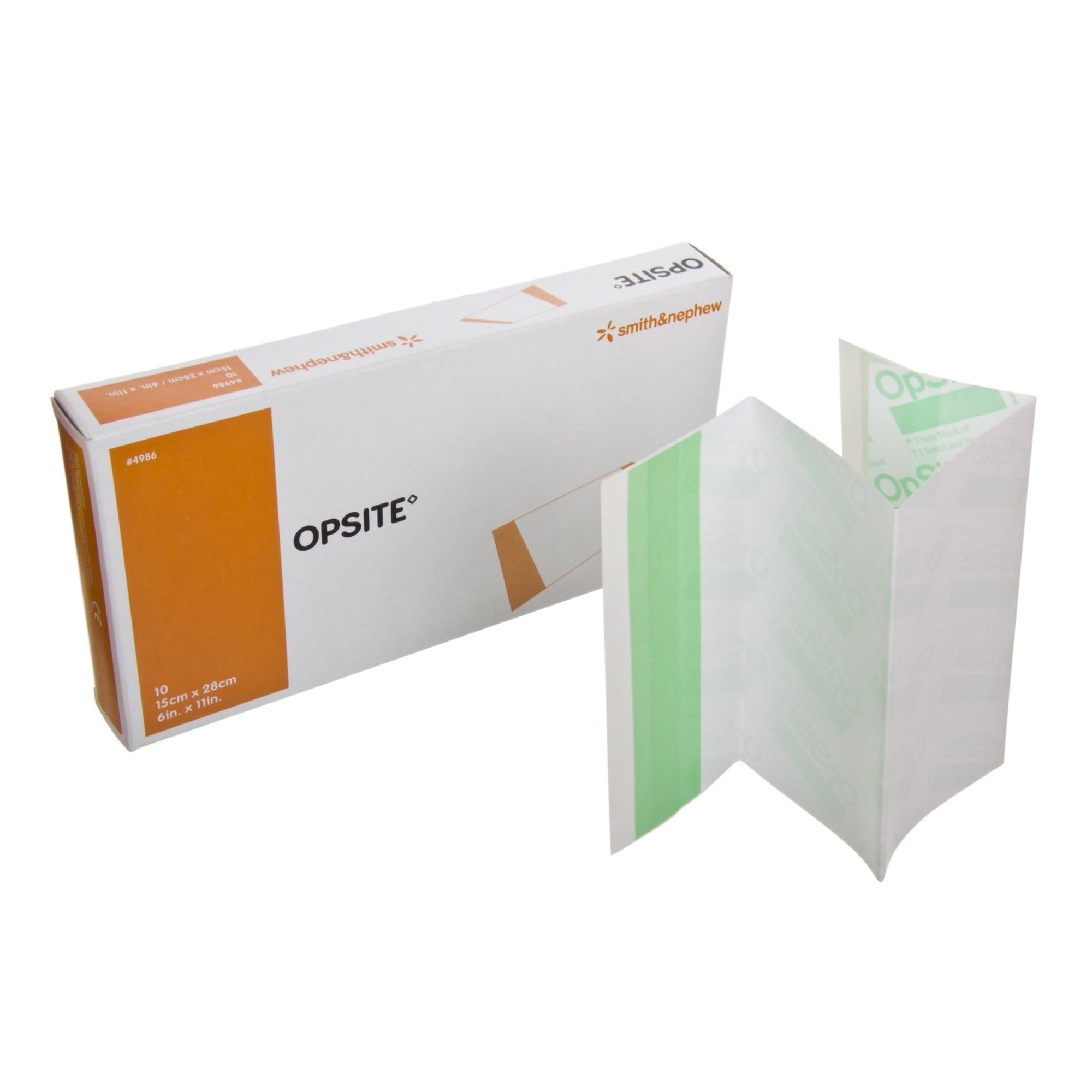 151197 - OpSite - OpSite Transparent Film Dressing 6 X 11 Inch 2 Tab Delivery Rectangle Sterile, 4986, Pack of 1, (EA)