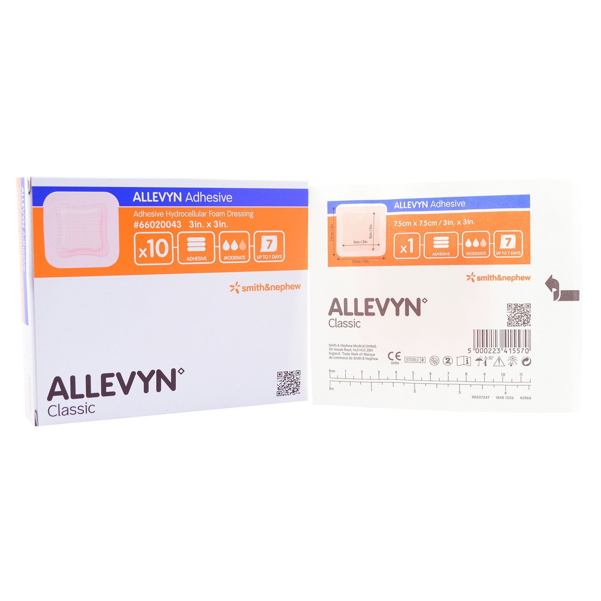 278016 - Allevyn - Allevyn Adhesive Foam Dressing 3 X 3 Inch With Border Film Backing Adhesive Square Sterile, 66020043, Case of 40, (CS)